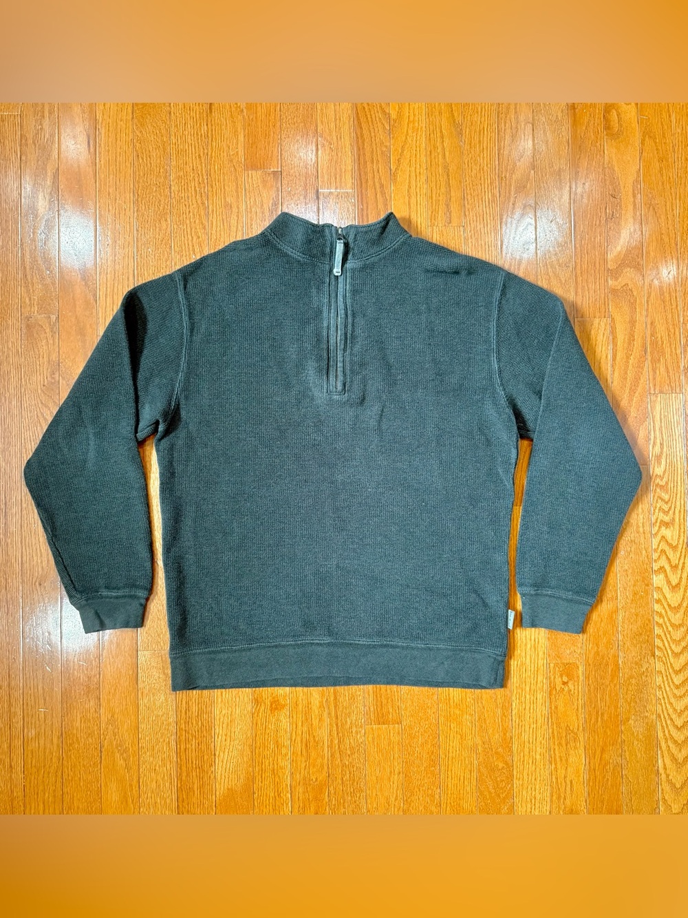 Woolrich Mens Large 1/4 Quarter Zip Thermal Waffle Knit Pullover Sweater Cotton